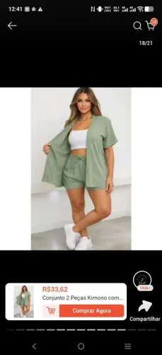 Vendo esse conjunto kimono verde claro