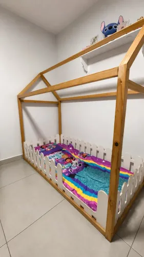 Cama Infantil Montessoriana Casinha em Madeira com Colchão
