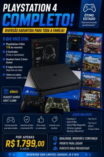 PS4 SLIM 1TB NOVO
