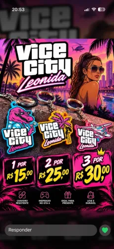 GTA 6 chaveiros e itens decorativos