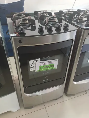 Fogão Consul 4 bocas mesa de vidro CF04varuna ACEND automático inox bivolt <br>