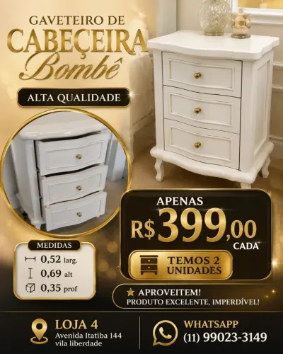 Gaveteiro de Cabeceira Bombê