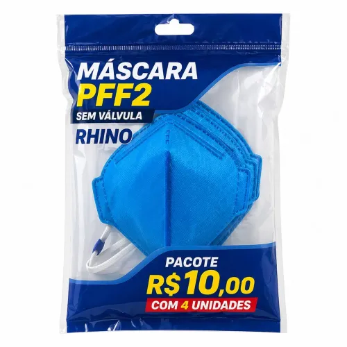 Pacote de Máscara Rhino PFF2 s/válvula com 4 unidades