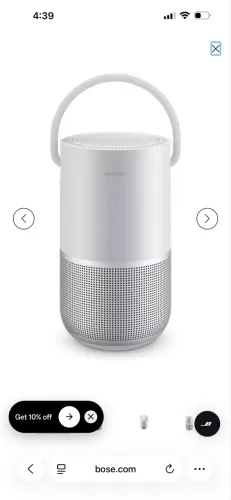 Caixa de som bluetooth wi-fi bose smart portable speaker prata.