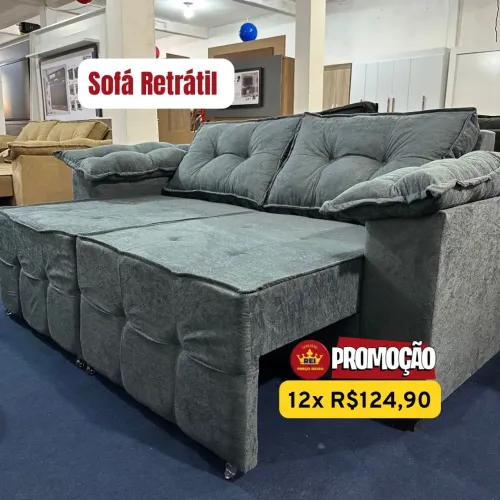 PROMOÇÃO URGENTE - Sofá de Fábrica RETRÁTIL Cinza por apenas 12x de R$124,90