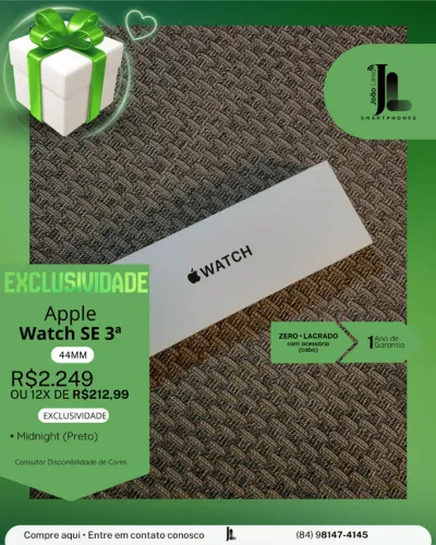 APPLE WATCH SE 3ª, 44MM, LACRADO, LANÇAMENTO!