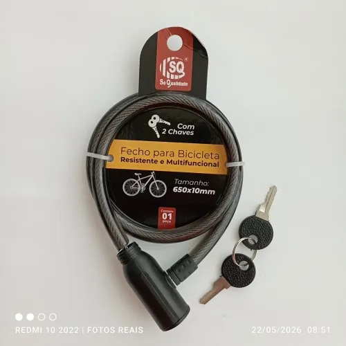 Tranca trava cadeado 2 chaves 650x10mm cabo aço