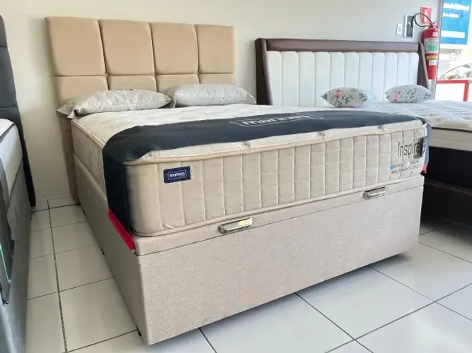 Cama Box Baú Viúva Nova Premium Colchão Mrca Mannes Inspire Macio Molas Ensacadas! 