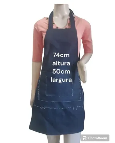 Avental em jeans azul marinho 