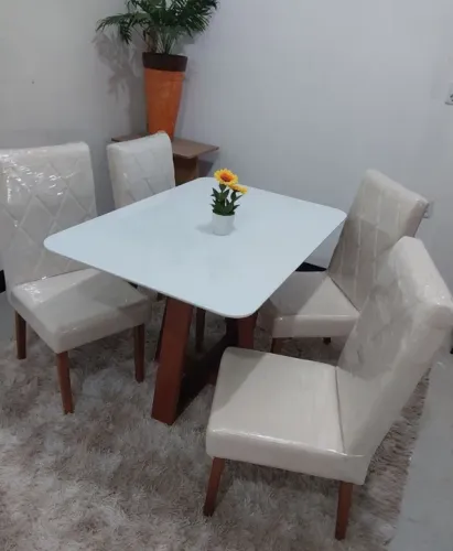 Conjunto Sala de Janta 100% Madeira 1.20x80 A.L.T.O P.A.D.R.Ã.O