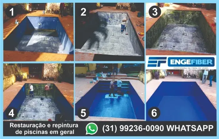 Pintura de piscinas de fibra de vidro e eliminação de vazamentos