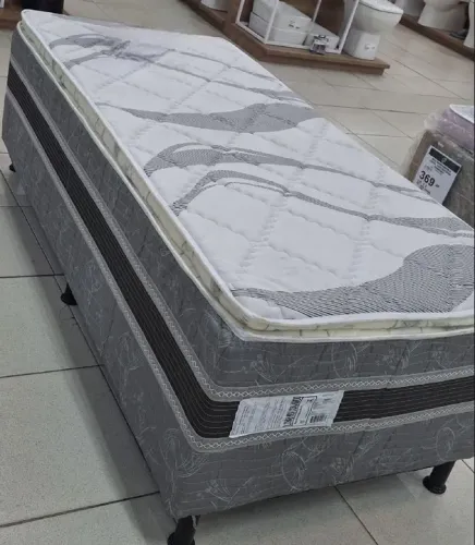 Cama Box Solteiro com Espuma D.28 com 10 cm e pilow top 