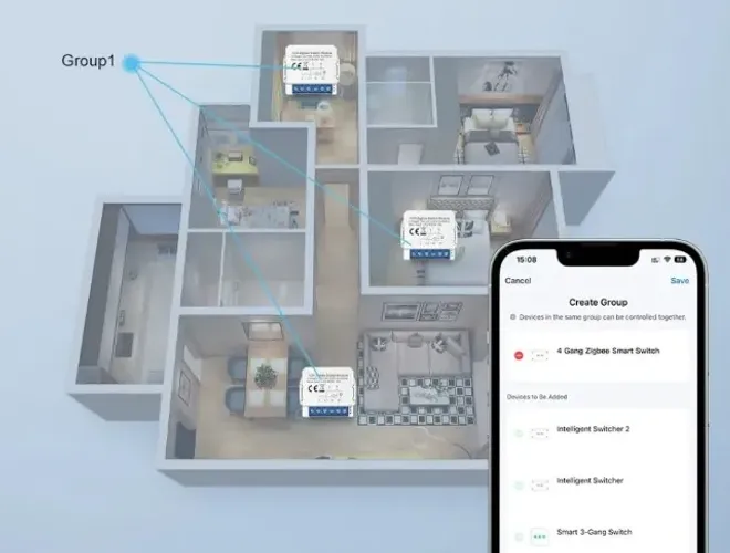Mini Módulo Relé Inteligente Paralelo 2 Canais Zigbee Tuya Alexa COD-AM563  Automação