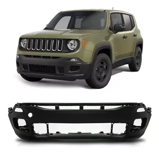 Parachoque Jeep Renegade 2015 a 2018 - Preto Texturizado Flex 4x2 - Furo Farol Auxiliar