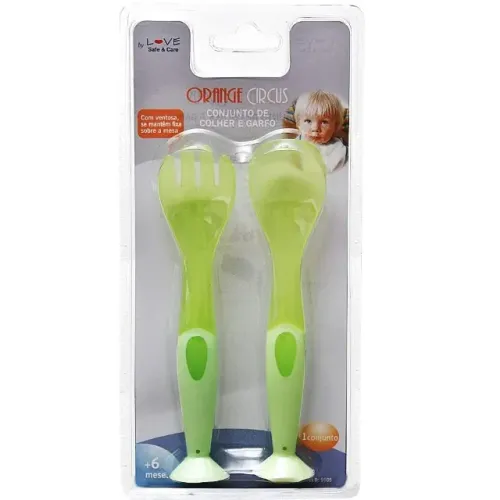 Conjunto de Colher e Garfo com Ventosa 6+ Meses Love 9105
