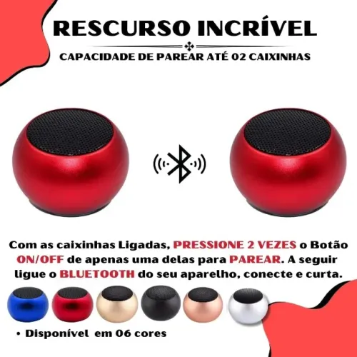 Caixinha Som Bluetooth Tws Metal Mini Speaker Amplificada 3w