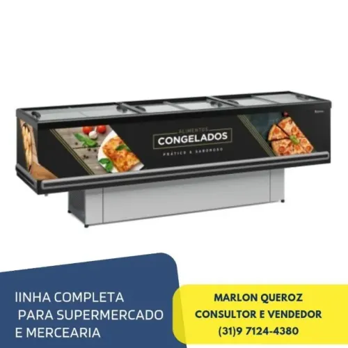 Ilha de Congelados Gelopar 2,9M Vidro Reto