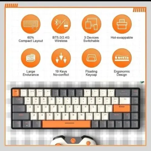 Teclado Mecânico K68 bluetooth dual modo: Perfeito para Jogos e Trabalho