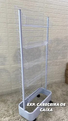 Expositor para cabeceira de caixa c/ 4 roldanas 