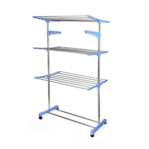 Varal de Chão Torre Vertical 3 Andares Azul Portátil em Inox