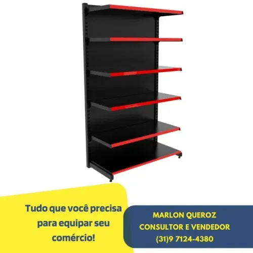 Gôndola de Parede Preta 1,96x1,00 M 30x40