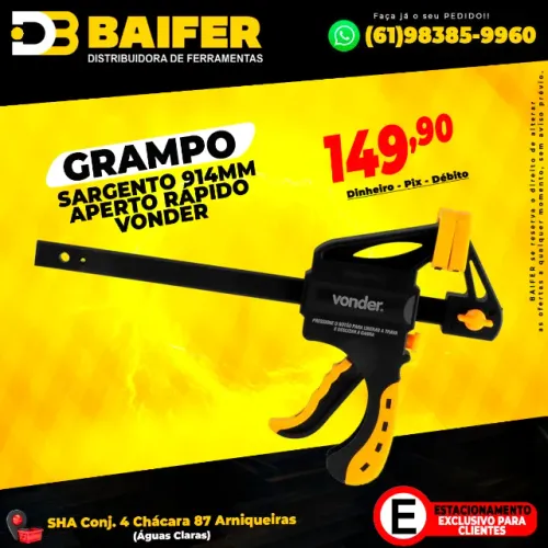 Grampo Sargento 914mm Aperto Rápido Vonder