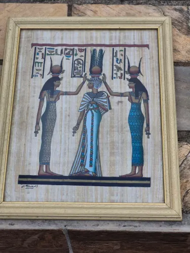 Quadro papiro egípcio com moldura e vidro