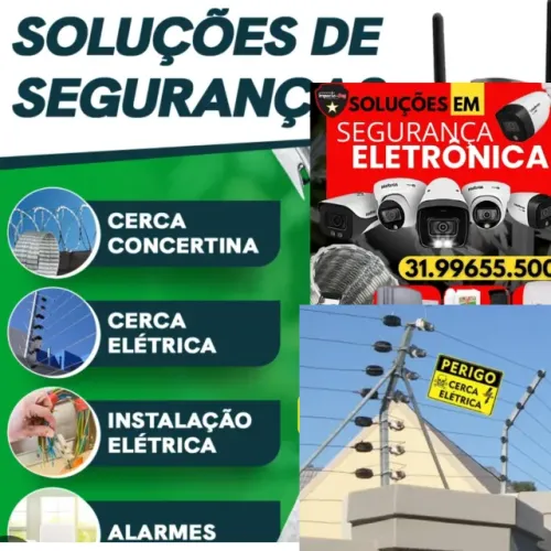 Câmera de segurança, cerca elétrica, alarme, motor de portão, sistema de segurança em gera
