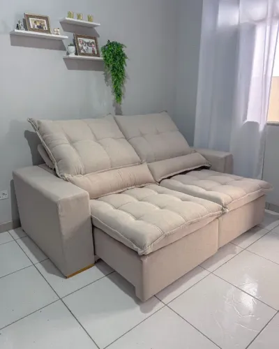 Sofá Retrátil de Canto Bege