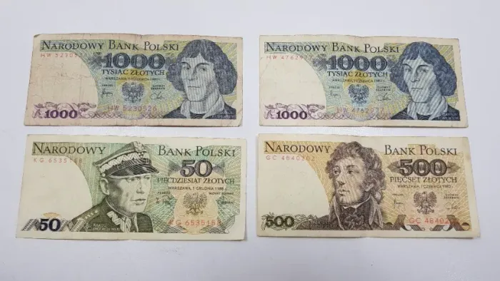 Cédulas Polonesas Antigas - Kit com 4 Notas