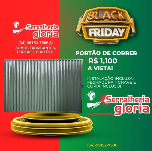 Portão de Correr em Aço - Black Friday!