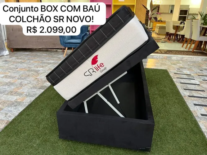 Conjunto Box com Baú e Colchão SR Life Novo