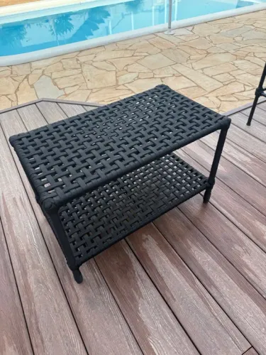 Mesa de centro em corda náutica - preta