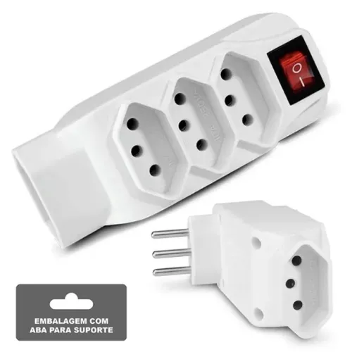 Adaptador para 4 Tomadas Xtrad SL6013 com Interruptor Padrão 2P+T - WZetta