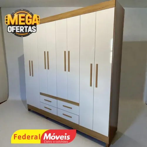 Guarda Roupa Off White 100% MDF 4G 6P (TEMOS CREDIÁRIO) ENTRE EM CONTATO