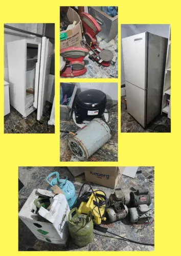 SUCATA- Fachada de alumínio(tiras),4 Freezers antigos,2 Geladeiras,Motores