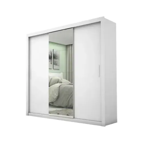 Guarda-Roupa Melissa Glass 3 Portas com Espelho Branco