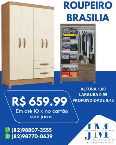 MEGA PROMOÇÃO ROUPEIRO BRASILIA 4 PORTAS 2 GAVETAS