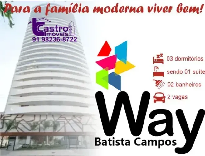 Edifício Way Batista Campos. 3/4. 1 ou 2 Vagas. W240