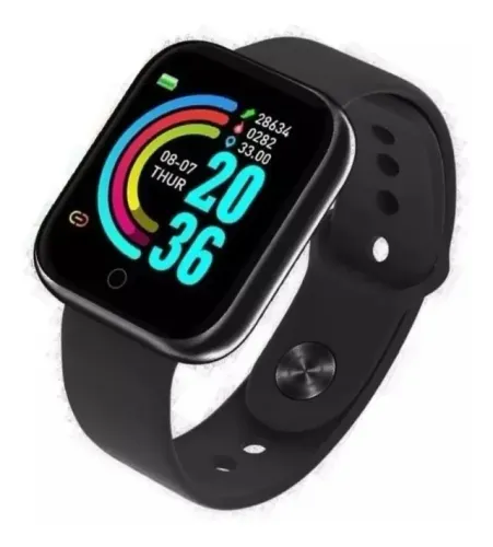 Relogio Smart Watch Inteligente Bluetooth D20 Android E Ios Caixa Branco Pulseira Preto 
