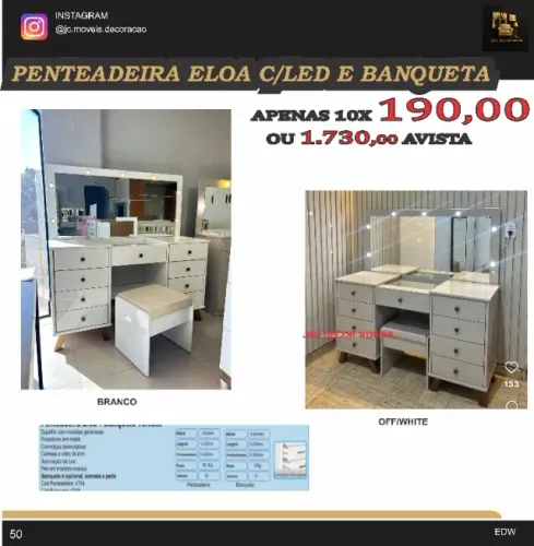 PENTEADEIRA ELOA COM BANQUETA