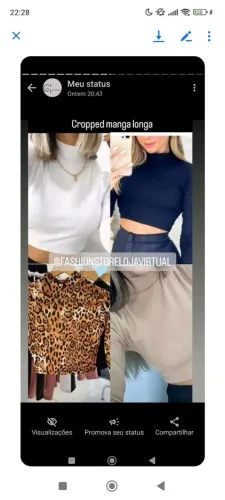 Blusa cropped manga longa - vários cores e estampas 