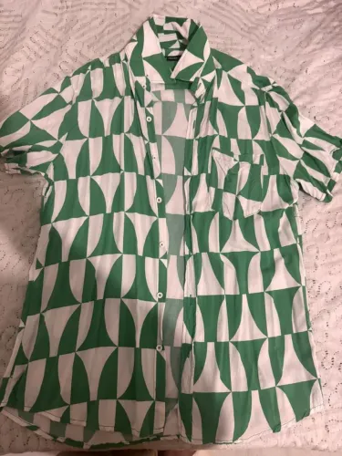 Camisa viscose Verde e Branca Hering