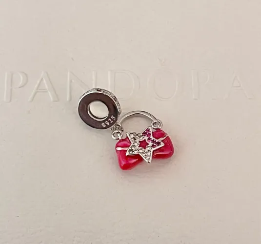 Berloque Pandora Bolsa Estrela Rosa