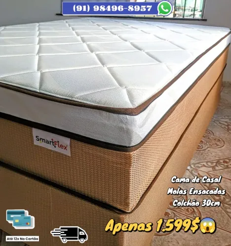 Cama Box Casal com Molas Ensacadas Colchão de 30cm - SmartFlex