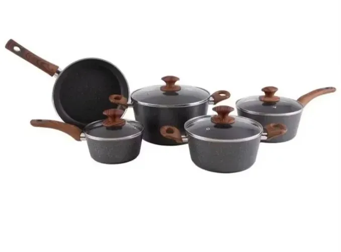Stone&Wood Brinox Jogo de Panelas Antiaderente Indução Cerâmico Tampa de Vidro