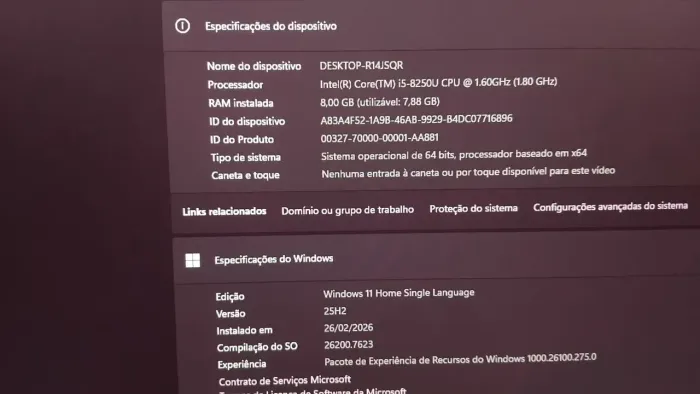 Cpu all on positivo i5 8540u + 8gb memória ddr4 e ssd 120gb falar com ivan * 