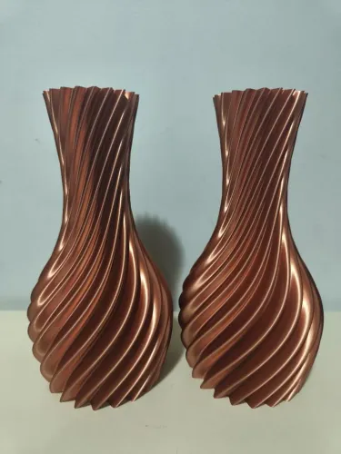 Kit 2 Vasos Decorativos Espiral Cor Cobre Metalizado Modernos