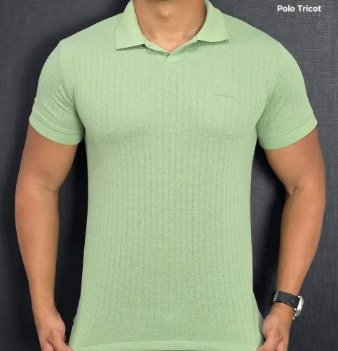 Camisa Polo texturizada - verde claro