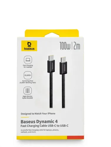 Cabo Baseus 100W 2M Original Type-C para Type-C Turbo Notebook iPhone Samsung